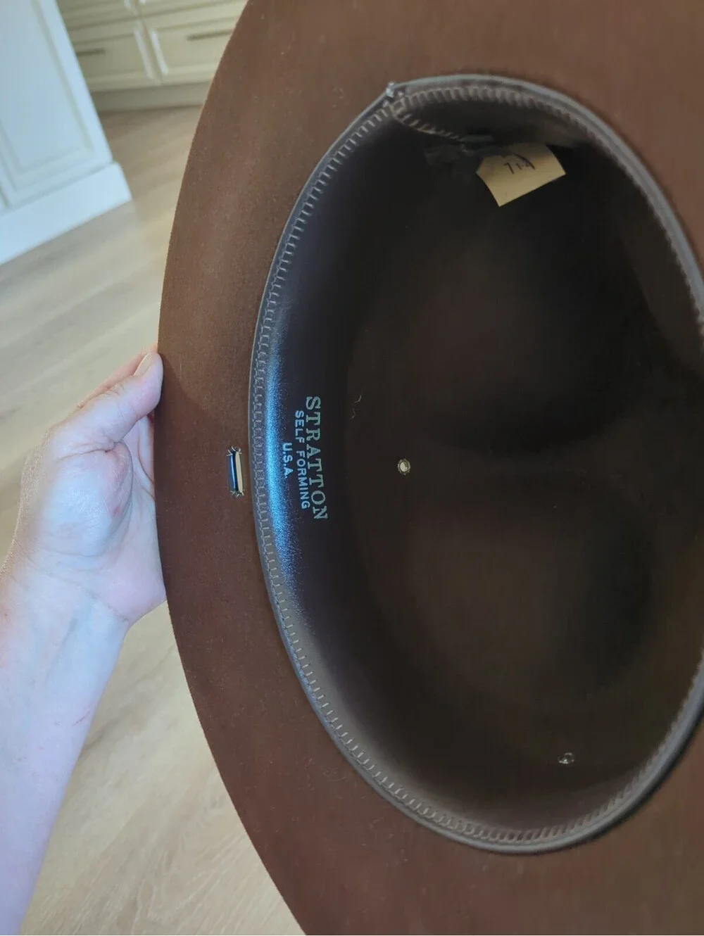 Stratton Self Forming Campaign Hat 7 1/2 USA Made Brown Felt Trooper Uniform Hat